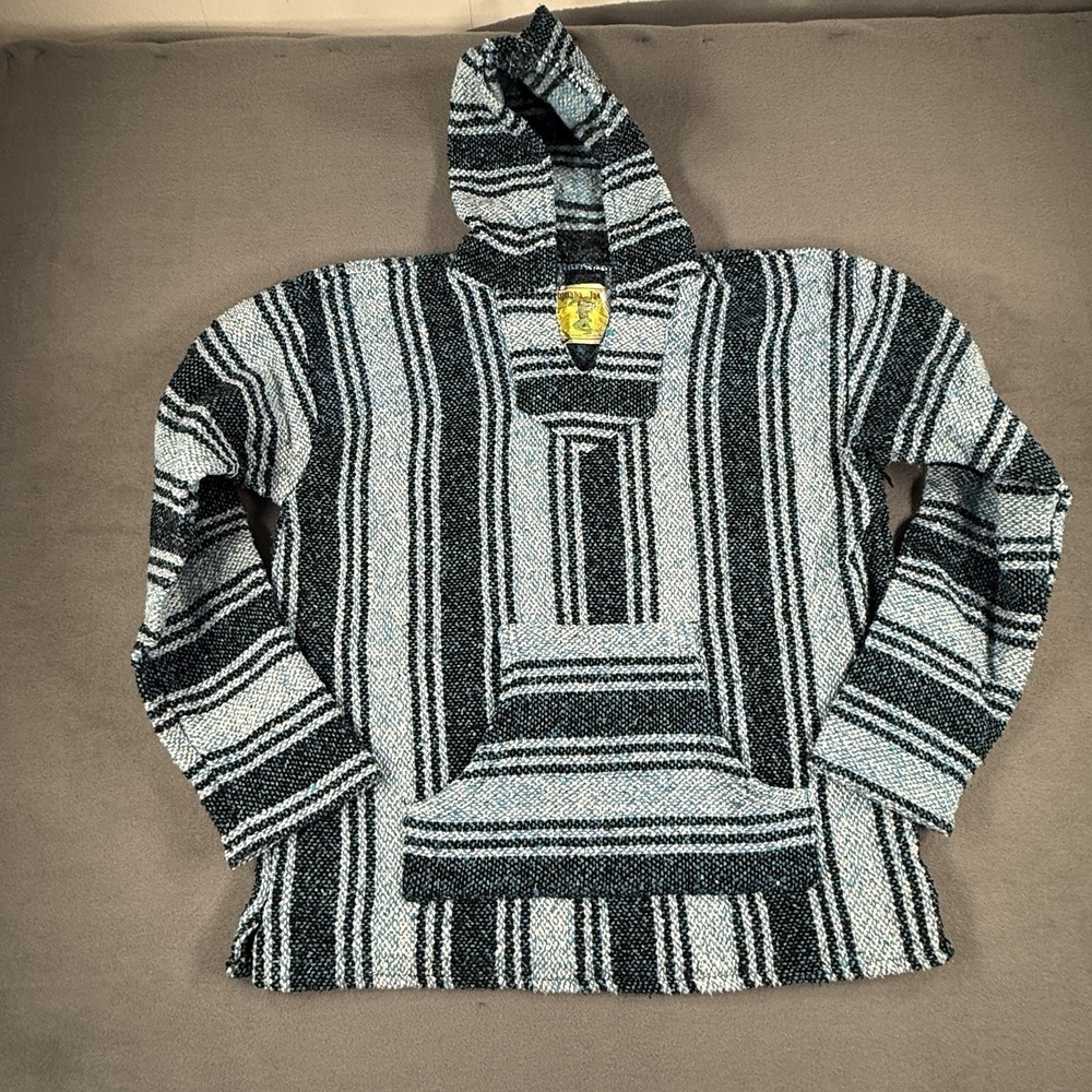 Iguana Jack Mexican Baja‎ Poncho Hoodie Mens L Surfer Skater Pullover